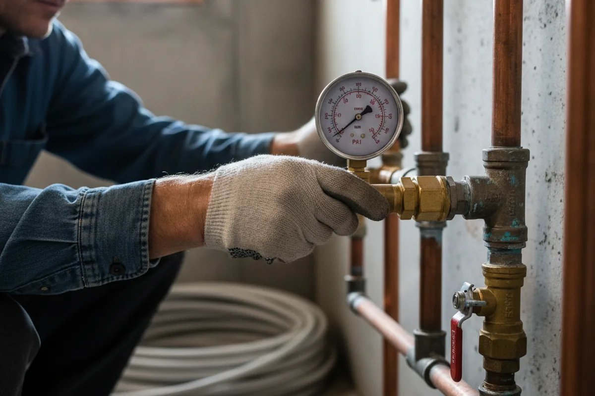 Pressure testing a repaired line during Water Line Repair in Hackettstown